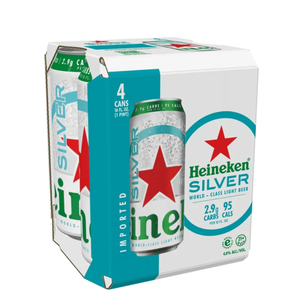 [9E4904] HEINEKEN SILVER 16OZ 4PK CANS