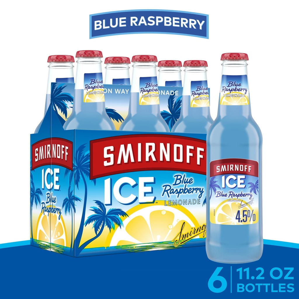 [805606] SMIRNOFF BLUE RASP 12OZ 6PK BOTTLES