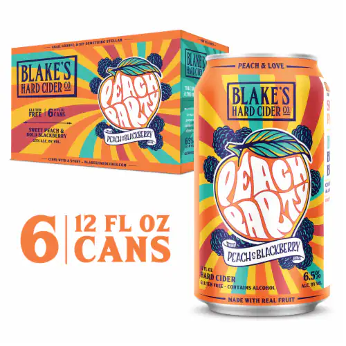 BLAKE'S PEACH PARTY CIDER 12OZ 6PK CANS