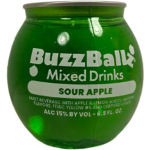 [9DLA01] BUZZBALL SOUR APPLE 6.5OZ BOTTLE