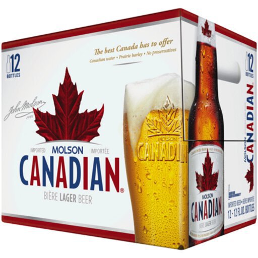 [132012] MOLSON CANADIAN LAGER 12OZ 12PK BOTTLES 