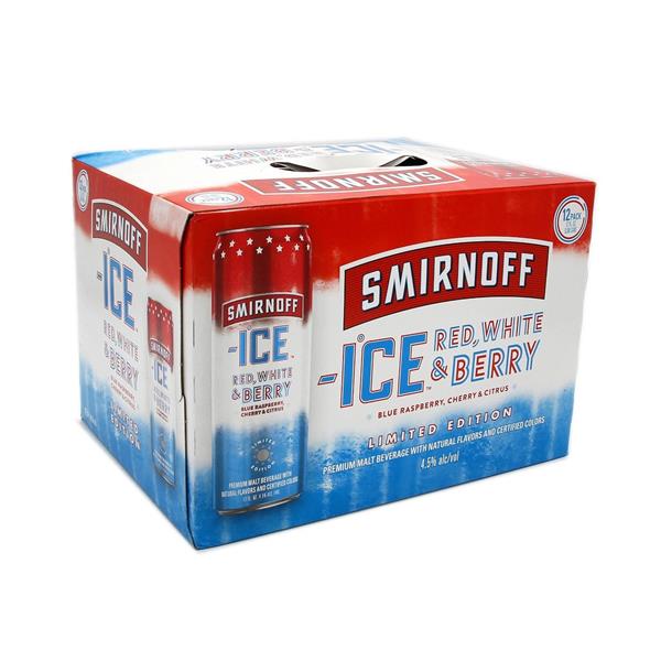SMIRNOFF RED, WHITE AND BERRY 12OZ CANS 2/12